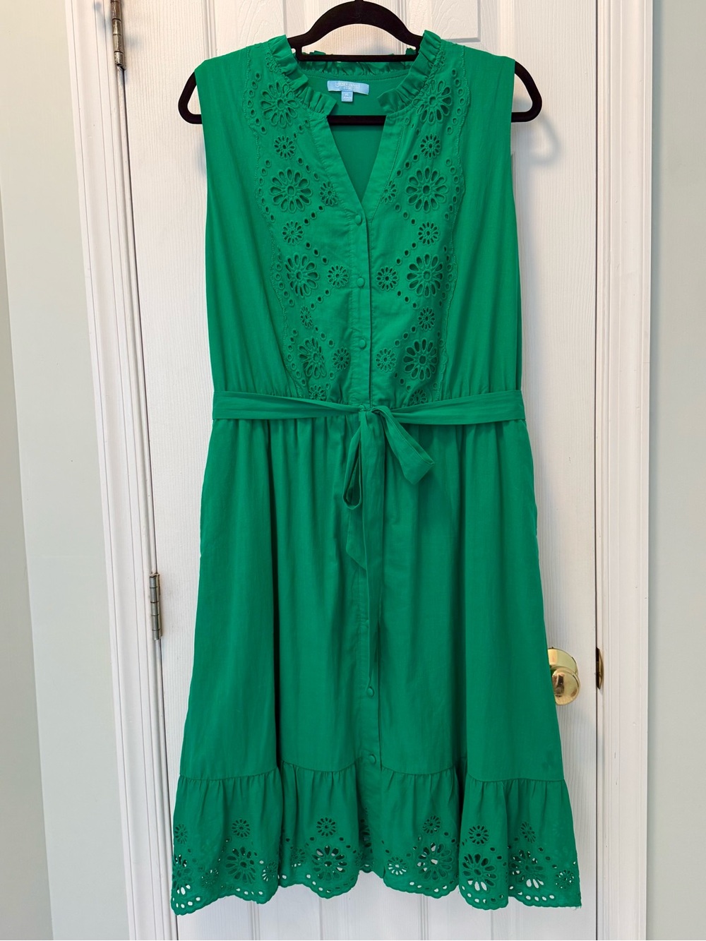 Draper James 100% Cotton Green Belted Shirtdress 14 16 XL